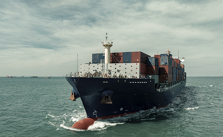 Container ship at sea